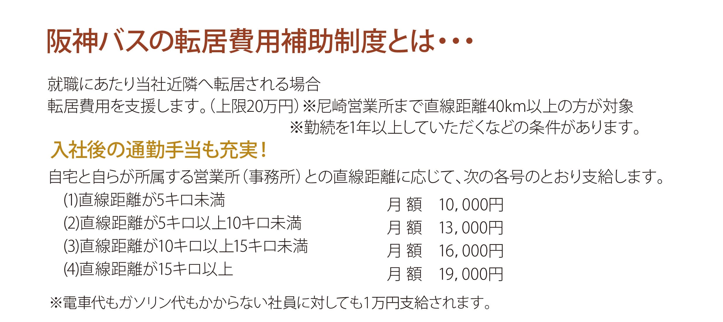 転居費用補助制度　阪神バス　ドライビングライセンス